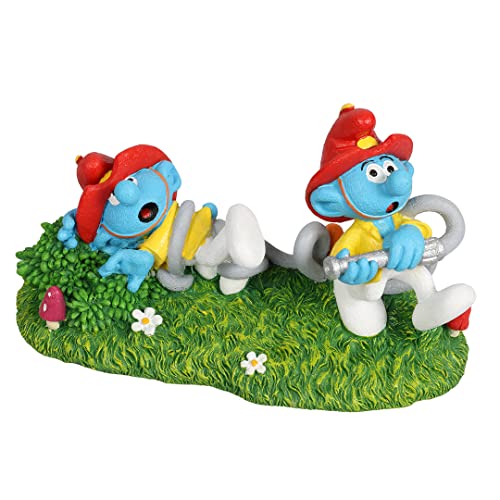 Aqua Della, Figur Schlümpfe Feuerwehrwald, 15,7 x 7,2 x 8,6 cm, sehr detailliert und hergestellt aus Polyesterharz, ungiftig und pH-neutral, für Süß- und Meerwasseraquarien von Smurfs AquaDella