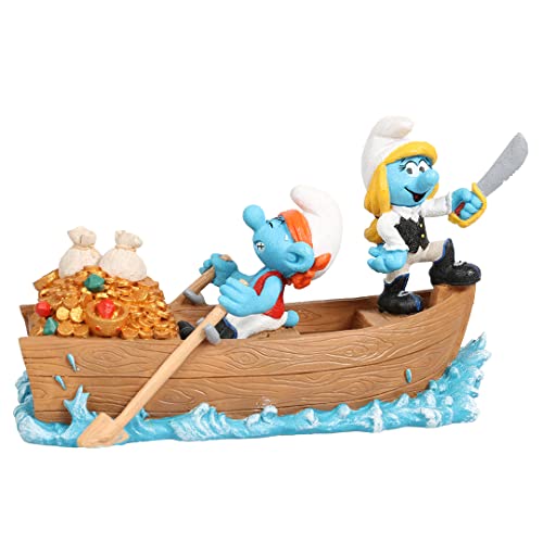 Aquadella, Figur Piratenschlümpfe, 18,7 x 8,2 x 10,8 cm, sehr detailliert und hergestellt aus Polyesterharz, ungiftig und pH-neutral, für Süß- und Meerwasseraquarien von Smurfs AquaDella