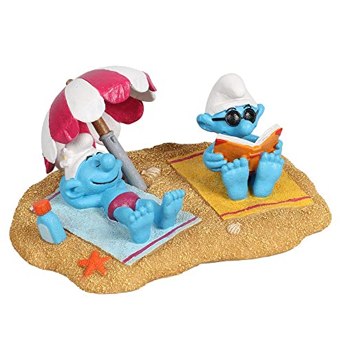 Smurfs AquaDella Aqua Della Figur Schlümpfe Sonnenbaden, sehr detailliert und aus Polyesterharz, ungiftig und pH-neutral, für Süß- und Meerwasseraquarien von Smurfs AquaDella