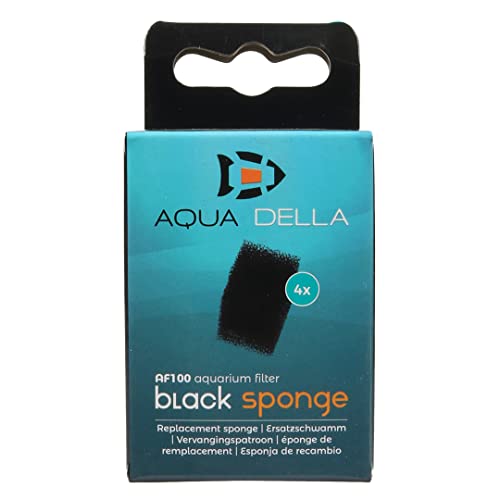 Aqua Della, Schwamm AF-100 4st schwarz, Reserveschwamm für Aquariumfilter, geeignet für Aqua Della AF-100, hält das Wasser klar und sauber, Schwamm schwarz von Aqua Della