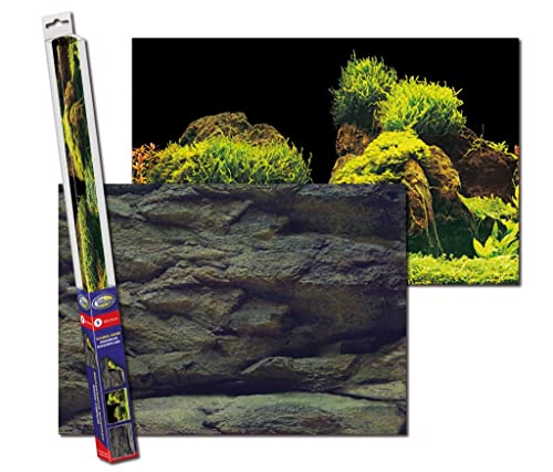 Aqua Nova Aquarienhintergrund doppelseitig maßgeschneidert. Felsen-Pflanzen, 60x30cm, Rock/Plants S von Aquanova