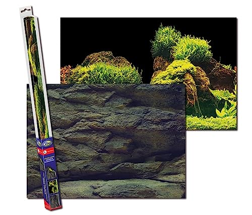 Aqua Nova Aquarienhintergrund doppelseitig maßgeschneidert. Felsen-Pflanzen 100x50cm, Rock/Plants L von Aqua Nova