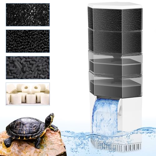 AquaMiracle Turtle Tank Filter 265GPH 4-stufiger Super Leiser Niedriger Wasserstandfilter für 30-60 Gallonen Wasser, Wasserfall Reptilienfilter für Schildkrötenlebensräume & Terrarien AquaMiracle Turtle Tank Filter 265GPH 4-stufiger Super Leiser Niedriger Wasserstandfilter für 30-60 Gallonen Wasser, Wasserfall Reptilienfilter für Schildkrötenlebensräume & Terrarien von AquaMiracle