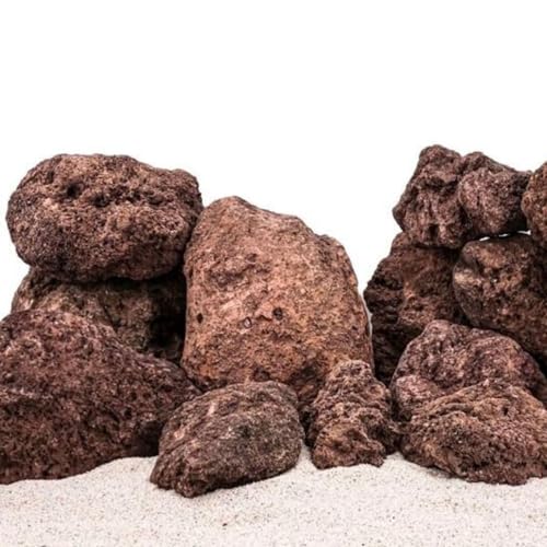 AquaOne Aquarium Steine Rote Lavasteine I Natursteine Lava 15kg Mix Größe M-XL I Aquascaping Gestein für Tank I Lavagestein Dekoration Aquascape Deko von AquaOne