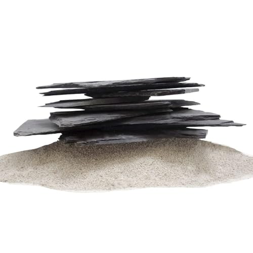 AquaOne Aquarium Steine Schieferplatten I Natursteine 1 Pack Schiefer 1,4-1,6 kg I Größe 10-30 cm pro Stein I Aquascaping Gestein Dekoration Terrarium von AquaOne