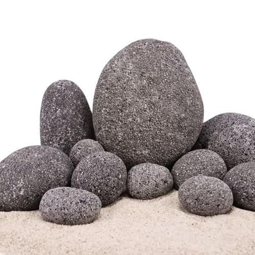 AquaOne Aquarium Steine Zen Pebbles Grau I Natursteine 10 kg Gr.M 7-9 cm pro Stein I Aquascaping Gestein Dekoration Terrarium Nanobecken Landschaft von AquaOne