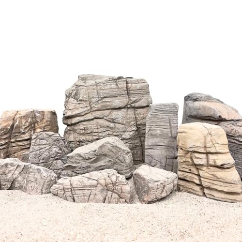 AquaOne Aquariumsteine Sandwüsten Gestein I Naturstein Gr. XL 1 Stück 3-10 kg I Stein für Aquascaping I Authentische Dekoration für Sandwüsten-Aquarien von AquaOne