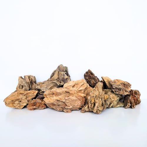 Aquabetta Dragon Rocks | Drachenstein groß und klein | Natur deko | Aquarium Stein für Aquascapes im Süßwasser Aquarium, Nano Aquarien & Terrarium | Ca. 9Kg | 4-20 cm | 18 Steine | Braun von Aquabetta