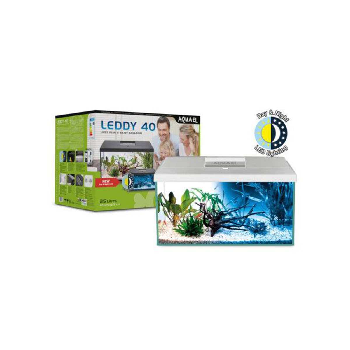 Aquael Aquarienset Leddy Tag & Nacht weiß 2.0 Leddy 40 (25 Liter) von Aquael