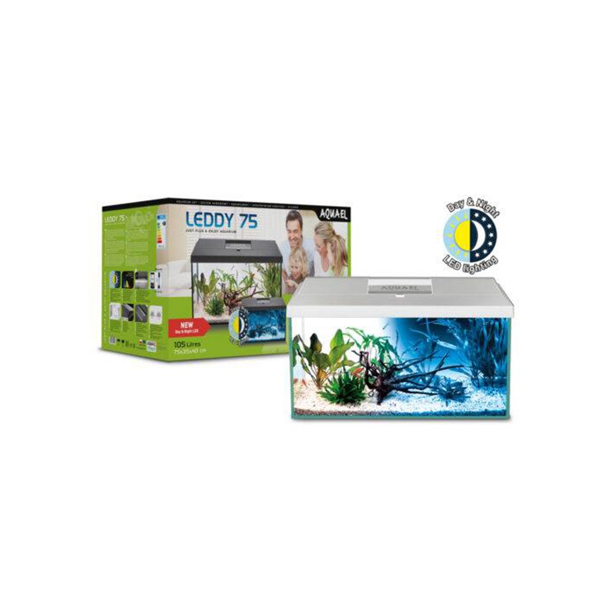 Aquael Aquarienset Leddy Tag & Nacht weiß 2.0 Leddy 75 (105 Liter) von Aquael