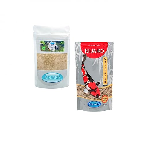 Aquaris Sparset mit Zum Füttern von Koi im Frühling und Herbst Wheatgerm 1 kg / 6mm, und Teichreinigung Pond Bakto 50g chemiefreie Teichreinigung von Aquaris