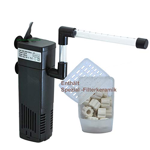 Aquarium Nano-Innenfilter 3,5W,200L/h f. Becken10-30L, Spez.Filterkeramik+Kohle von AQUARIUM-PLÜDERHAUSEN