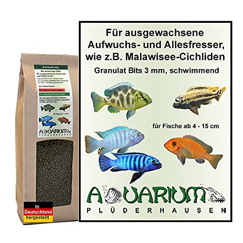 AQUARIUM PLÜDERHAUSEN Zierfischfutter, Aufwuchs-/Allesfresser, Malawisee-Buntbarsch, Gran 3 mm, 400g/1000ml von AQUARIUM PLÜDERHAUSEN