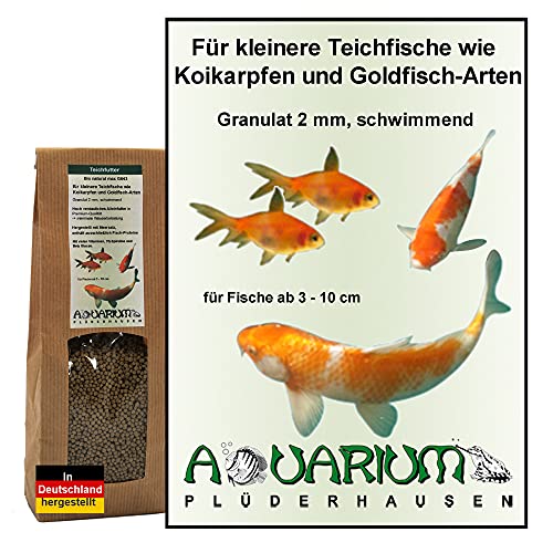 AQUARIUM PLÜDERHAUSEN Teich Zierfischfutter für kleinere Koifische u. Goldfische, Gran 2 mm,234g/500ml von AQUARIUM PLÜDERHAUSEN