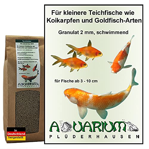 AQUARIUM PLÜDERHAUSEN Teich Zierfischfutter für kleinere Koifische u. Goldfische, Gran 2mm,468g/1000ml von AQUARIUM PLÜDERHAUSEN