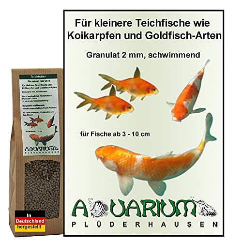 AQUARIUM PLÜDERHAUSEN Teich Zierfischfutter für kleinere Koifische u. Goldfische, Gran 2 mm,117g/250ml von AQUARIUM PLÜDERHAUSEN