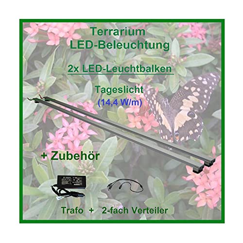 Aquarium-Plüderhausen Terra Pflanzen - LED-Leuchtbalken 70 cm, 2 Leisten mit 156 LEDs, Trafo 30W + Verteiler von Aquarium-Plüderhausen