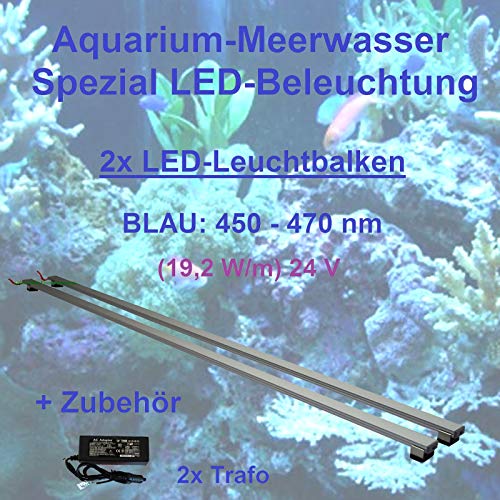 Meerwasser Aquarium - LED-Leuchtbalken 200 cm, 2 Leisten BLAU mit Trafo 2X 60W von Aquarium Plüderhausen