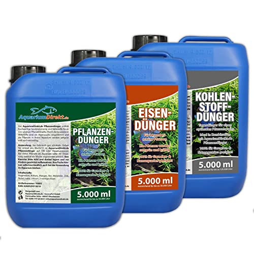 Aquarium-Direkt Pflanzen-, Eisen-, Kohlenstoffdünger Spar-Set 3 x 5 Liter (Perfekte Pflanzenpflege für Ihr Aquarium - Komplett-Set mit allen Spurenelementen und Nährstoffen) von AquariumDirekt