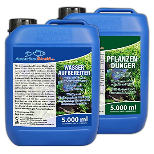 AquariumDirekt Wasseraufbereiter & Pflanzendünger Spar-Set 2 x 5 Liter (Wasseraufbereiter und Pflanzenpflege für Ihr Aquarium - Nährstoffe, Spurenelemente) von AquariumDirekt