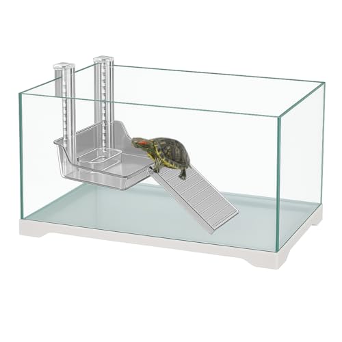 Aquariumline Schildkröten-Terrarium aus Glas mit Rampe und Futterspender, Aquarium für Süßwasser- und Bodenschildkröten, rutschfeste Halterung, leicht zu reinigen, verschiedene Größen (60,6 x 32,6 x von AquariumLine