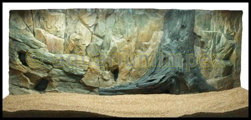 3D Aquarien Rückwand 120x50 Fels mit Wurzel von Aquariumimpex