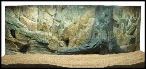 3D Aquarien Rückwand 120x60 Fels mit Wurzel von Aquariumimpex