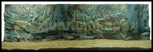 3D Aquarien Rückwand 200x60 Fels mit Wurzel 2TLG. von Aquariumimpex