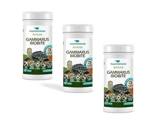 AquariumLine Gammarus BioBite - Naturfutter für Wasserschildkröten, Fische und Reptilien - 100% Gammarus getrocknet - Protein- und Kalziumquelle (1000ml/100g) 3 Stück von Aquariumline