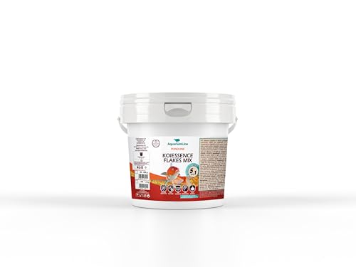 AquariumLine Koiessence Flakes Mix - Alleinfuttermittel in Flocken für Koi und Teichfische - reich an Vitaminen - hohe Verdaulichkeit Eimer (5L/600g) von Aquariumline