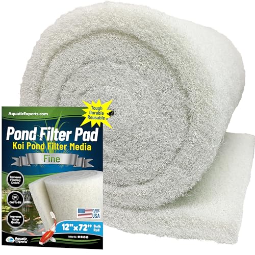 Aquatic Experts Klassisches Koi-Teich-Filterpad fein – Weiße Massenrolle Teichfiltermedien, ultra-strapazierfähiges Fischteichfiltermaterial USA (1,9 - 2,5 x 30,5 x 183,9 cm) von Aquatic Experts