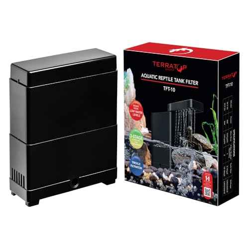 Aquatop Terratop Aquatic Reptile Filter - 3-stufige Filtration für aquatische Reptilien & Amphibien-Tanks, leiser Wasserfallfluss, für 3-5 Gallonen Terrarien, TFT-10 von Aquatop