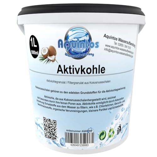 Aktivkohle Filterkohle Kokoskohle Aktivkohlegranulat Körnung 2.36-0.60mm (1 Liter) von Aquintos