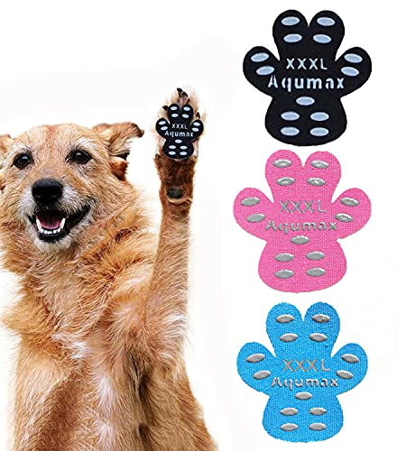Aqumax Hundepfotenschutz, rutschfeste Traktionspads, Gehassistent für ältere Hunde, Fußaufkleber im Sommer, Hot Pavement, Hundeschuhe, Socken, Ersatz, 12 Sets (48 Stück), XXXL, mehrfarbig von Aqumax