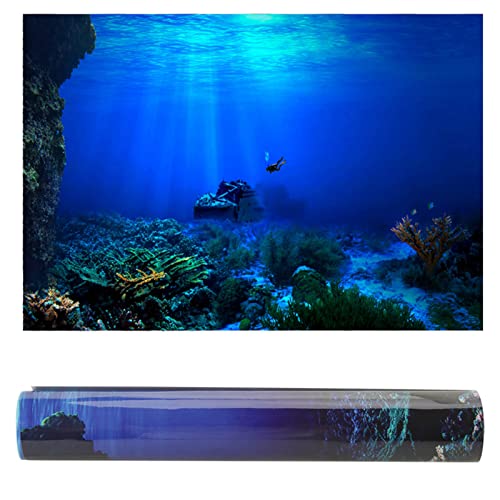 Aquarium-Poster mit 3D-Effekt, Statisch Haftender Unterwasserhintergrund aus PVC für Aquarien (91 * 41cm) von Aramox