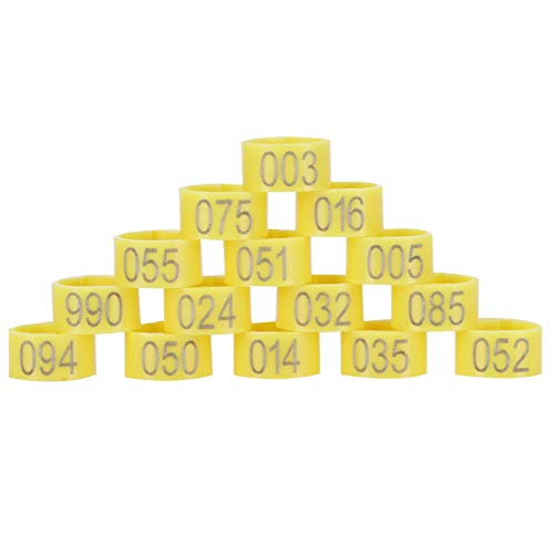 Aramox 100pcs Vogelfußringe, Wiederverwendbares und Leichtes, Effizientes Management, Einfache Identifizierung für Tauben mit Material, 001-100 Nummerierte und Geeignete Vögel (Yellow) von Aramox