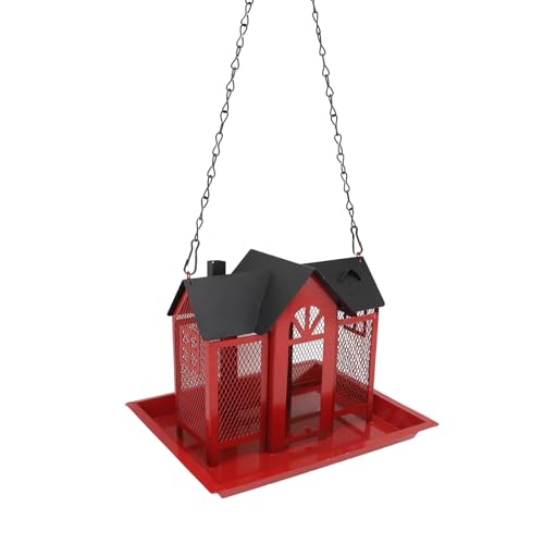 Aramox Eichhörnchen -Proof -Vogelfutterstation Hängende Mesh Wild Vogelfutterlösche Große Kapazität Vogelhaus für Gartendekoration (Rot) von Aramox