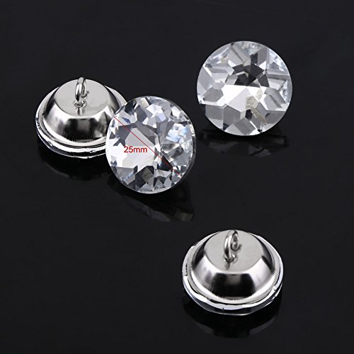 Aramox Kristall - -Rundknöpfe, 50pcs 20mm Silberglasknöpfe für Bastelkleidmöbel, Sparkle Design (25mm) von Aramox