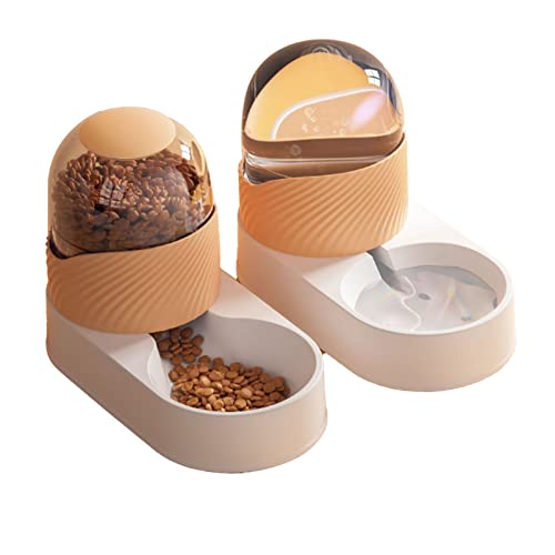 Automatischer Transparenter Haustierwasser -Lebensmittelspender für Hundekatze 2000 Ml, Feeder mit Großer Kapazität für Welpen, Kätzchen, Premium PP PE -Material (Weiß-Orange) von Aramox
