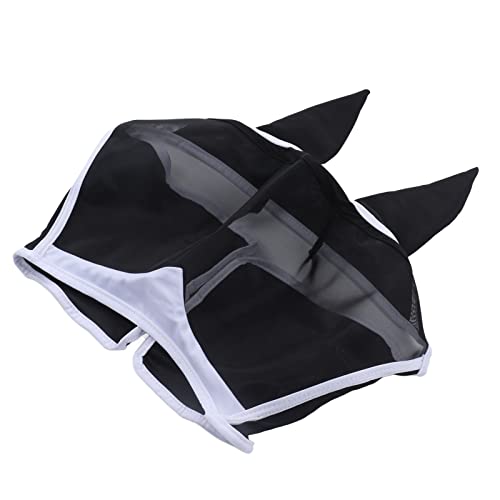 Bequeme Pferdemaske mit Ohren Feines Netzdesign Einfach zu Tragen Pferdelieferungen, um Mücken zu Verhindern, die für Pferde Geeignet Sind (Black) von Aramox