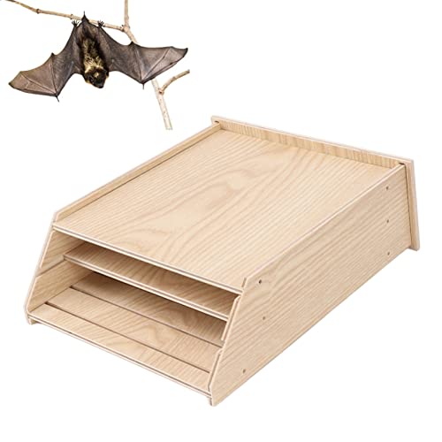 Handgefertigtes Fledermaushaus aus Holz, Wetterfester Fledermauskasten für den Garten Im Freien, Einfache Installation (Holzfarbe) von Aramox