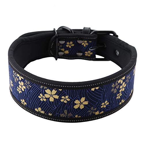 Nylon-Haustierhalsband mit Reflektierender Schnalle, Trainingshalsband mit Weicher Polsterung für Mittelgroße und Große Hunde (M) von Aramox