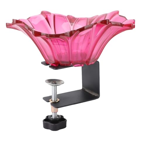 Vogelbad Schüssel Blume Form Vogel Lebensmittelhalter Behälter Attraktives Design für Gartenvögel Plastik Kohlenstoffstahl (Rosenrot) von Aramox