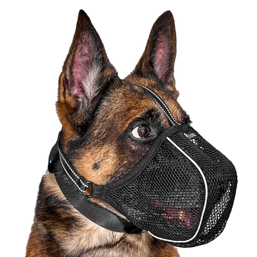 Arblina Hund Maulkorb, Weiches Netz Atmungsaktiv Maulkorb für Kleine, Mittlere, Große Hunde, Anti-Rutsch Verstellbar Maulkörbe mit DREI Riemen & Licht-Reflektierende Einfädeln, Schwarz, XXL Arblina Hund Maulkorb, Weiches Netz Atmungsaktiv Maulkorb für Kleine, Mittlere, Große Hunde, Anti-Rutsch Verstellbar Maulkörbe mit DREI Riemen & Licht-Reflektierende Einfädeln, Schwarz, XXL von Arblina