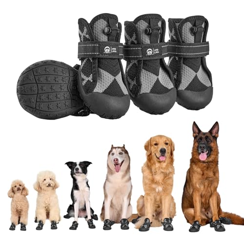 Arblina Hundeschuhe Outdoor, Wasserdicht mit Verstellbarem Klettverschluss, Weicher Hundepfotenschutz für Kleine/Mittlere/Große Hunde, Atmungsaktive Hunde Schuhe für Verletzte Pfoten von Arblina