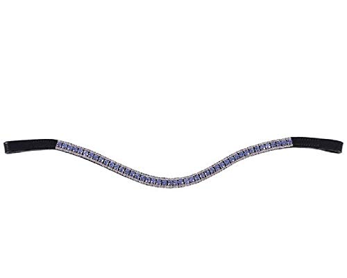 ARBO-INOX® - Stirnriemen - Leder - schwarz - mit farbigen Strasssteinen (Pony, Stahlblau) von ARBO-INOX