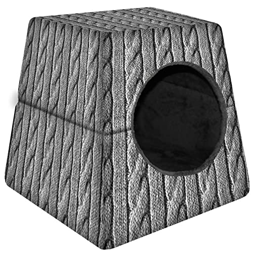 Arco Design 2-in-1 Hunde- /Katzenhaus Katzenhöhle Hundebett Katzenbett Hunde Katze Zwinger Bett Schlafplatz 55x55x45cm (Zopf) von Arco Design