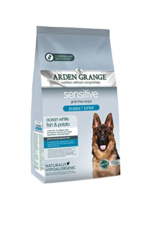 Arden Grange Sensitive Puppy/Junior Trockenfutter für Hunde, getreidefrei, Ozean, Weißfisch und Kartoffel, 12 kg von Arden Grange