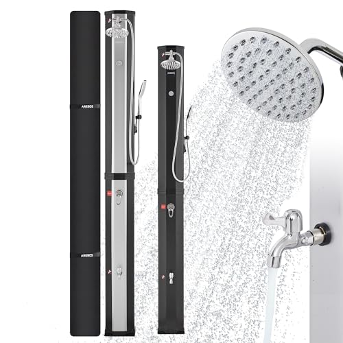 Arebos Solardusche 60 L | mit Handbrause & Thermometer | Wassertemperatur bis zu 60°C Pooldusche Camping | runder Duschkopf | Snap-In Technologie | Inkl. Abdeckhaube | Silber Arebos Solardusche 60 L | mit Handbrause & Thermometer | Wassertemperatur bis zu 60°C Pooldusche Camping | runder Duschkopf | Snap-In Technologie | Inkl. Abdeckhaube | Silber von Arebos