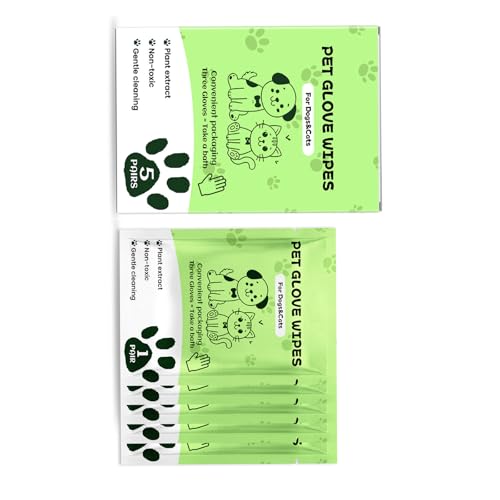 Arecobticy 5 Paar Einweg-Pflegehandschuhe, hypoallergen, Design, Reinigung, Badehandschuhe für Hunde und Katzen, Reisen, tragbar, reisefreundlich, Haustier-Hygiene-Handschuhe von Arecobticy